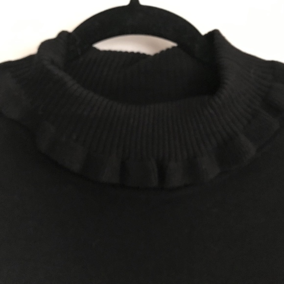 JOSEPH A Black T-Neck Sweater with Ruffles ~ XL - Picture 5 of 8